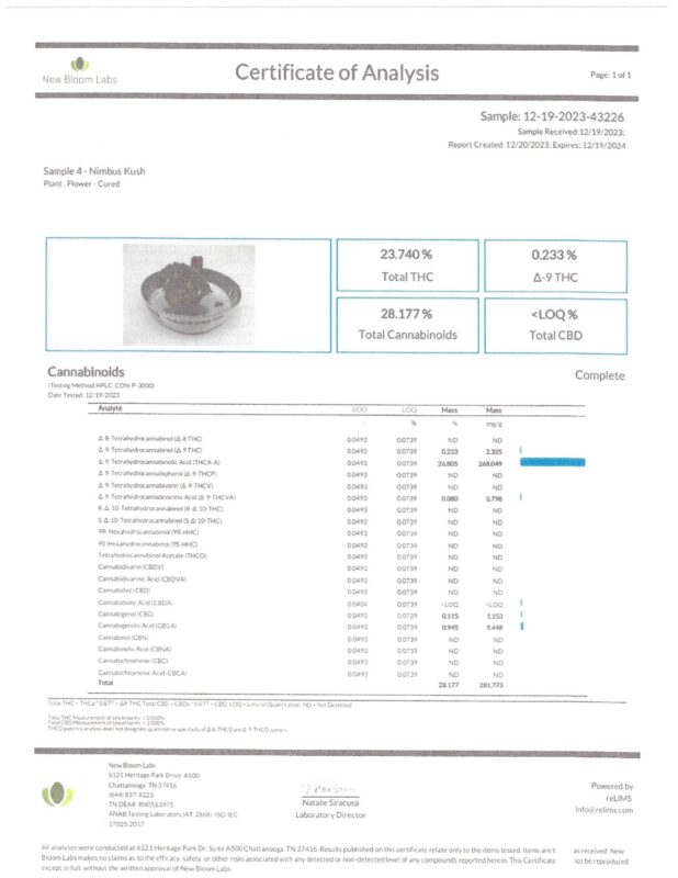 NimbusKush-THCAFlowerCOA